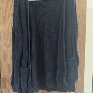 Universal Thread Black Ribbed Open Cardigan